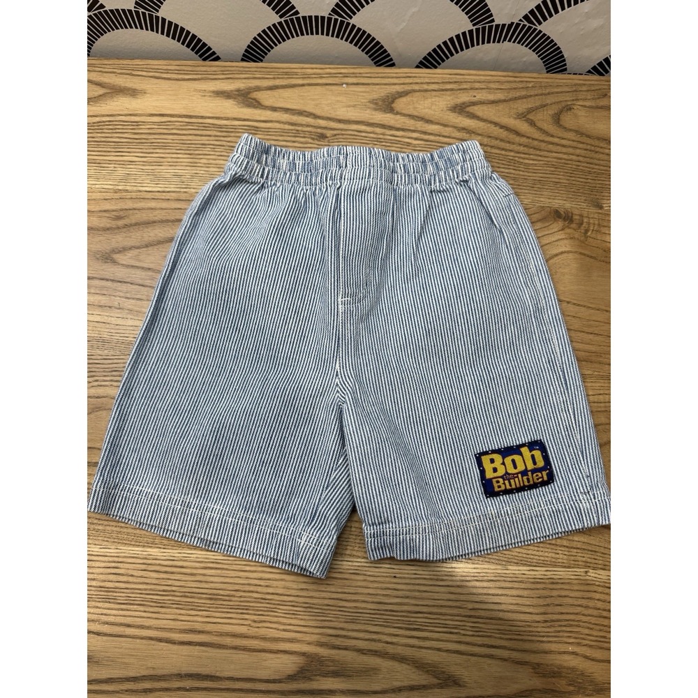 Vintage Bob the Builder Shorts Size 5T Pinstripe Denim Cartoon Embroidered‎ Y2K